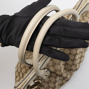 GUCCI GG CANVAS SUKEY OFF-WHITE TOP HANDLE BAG GHW