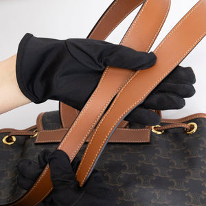 CELINE MEDIUM BACKPACK FOLCO IN TOILE TRIOMPHE CANVAS / CALFSKIN GHW
