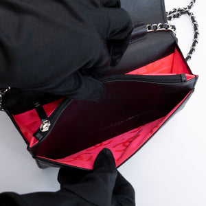CHANEL CAMBON WALLET ON CHAIN BLACK CALFSKIN SHW
