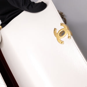 CHANEL 24C GOLD CRUSH MINI FLAP BAG WHITE CALFSKIN GHW (MICROCHIP)