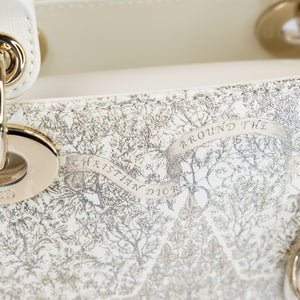 CHRISTIAN DIOR AROUND THE WORLD SMALL MY ABCDIOR LADY DIOR TOTE BAG WHITE GOLD CALFSKIN GHW