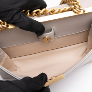 CHANEL COCO LUXE FLAP BAG GREY LAMBSKIN LEATHER GHW