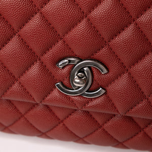 CHANEL MEDIUM COCO HANDLE FLAP BAG RED CAVIAR LEATHER SHW