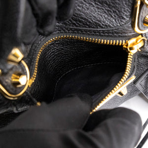 BALENCIAGA METALLIC EDG CITY S BAG BLACK GHW