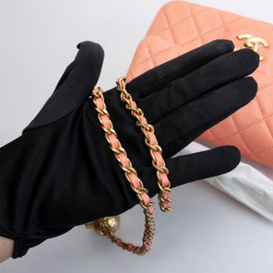 CHANEL 23C PEARL CRUSH MINI RECTANGULAR FLAP CORAL LAMBSKIN  LEATHER GHW (MICROCHIP)