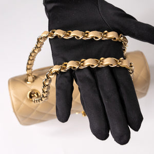 CHANEL CLASSIC FLAP MEDIUM BEIGE CAVIAR LEATHER GHW (MICROCHIP)