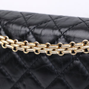 CHANEL SMALL 2.55 REISSUE DOUBLE FLAP BAG AGED CALFSKIN BLACK GHW
