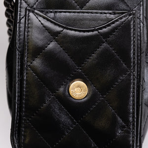 CHANEL MINI 25 BAG AGED CALFSKIN BLACK MULTICOLOUR HARDWARE (MICROCHIP)