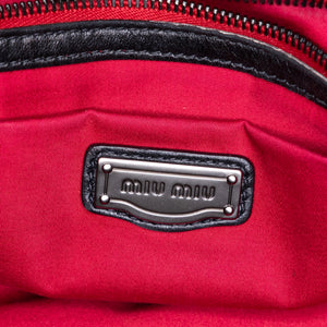 MIUMIU TOTE BAG CALFSKIN LEATHER BLACK