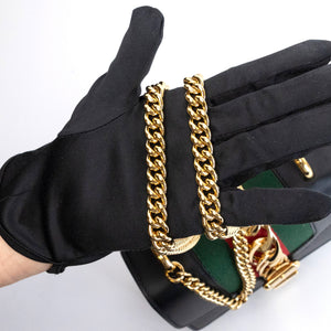 GUCCI MINI SYLVIE CHAIN BAG BLACK CALFSKIN GHW
