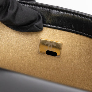 CHANEL GOLD CRUSH SMALL FLAP BAG BLACK CALFSKIN GHW (MICROCHIP)