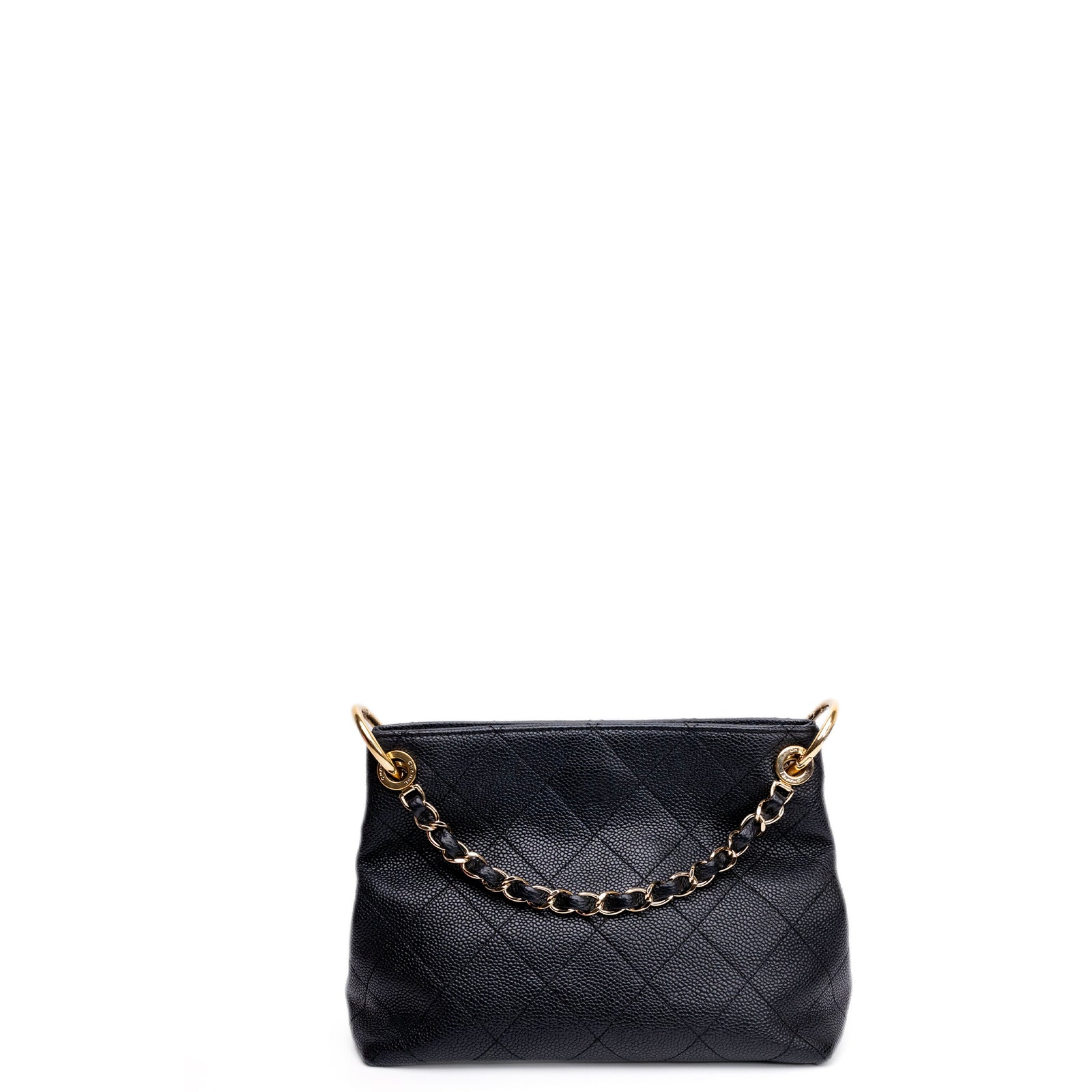 CHANEL SMALL CITY WALK HOBO BLACK CAVIAR QUILTED LEATHER GHW