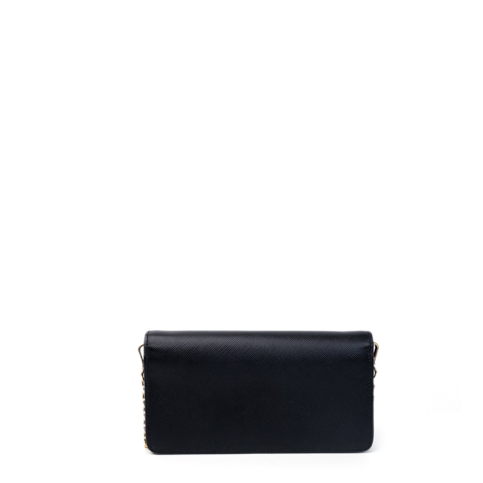 PRADA WALLET ON CHAIN SAFFIANO LEATHER BLACK GHW