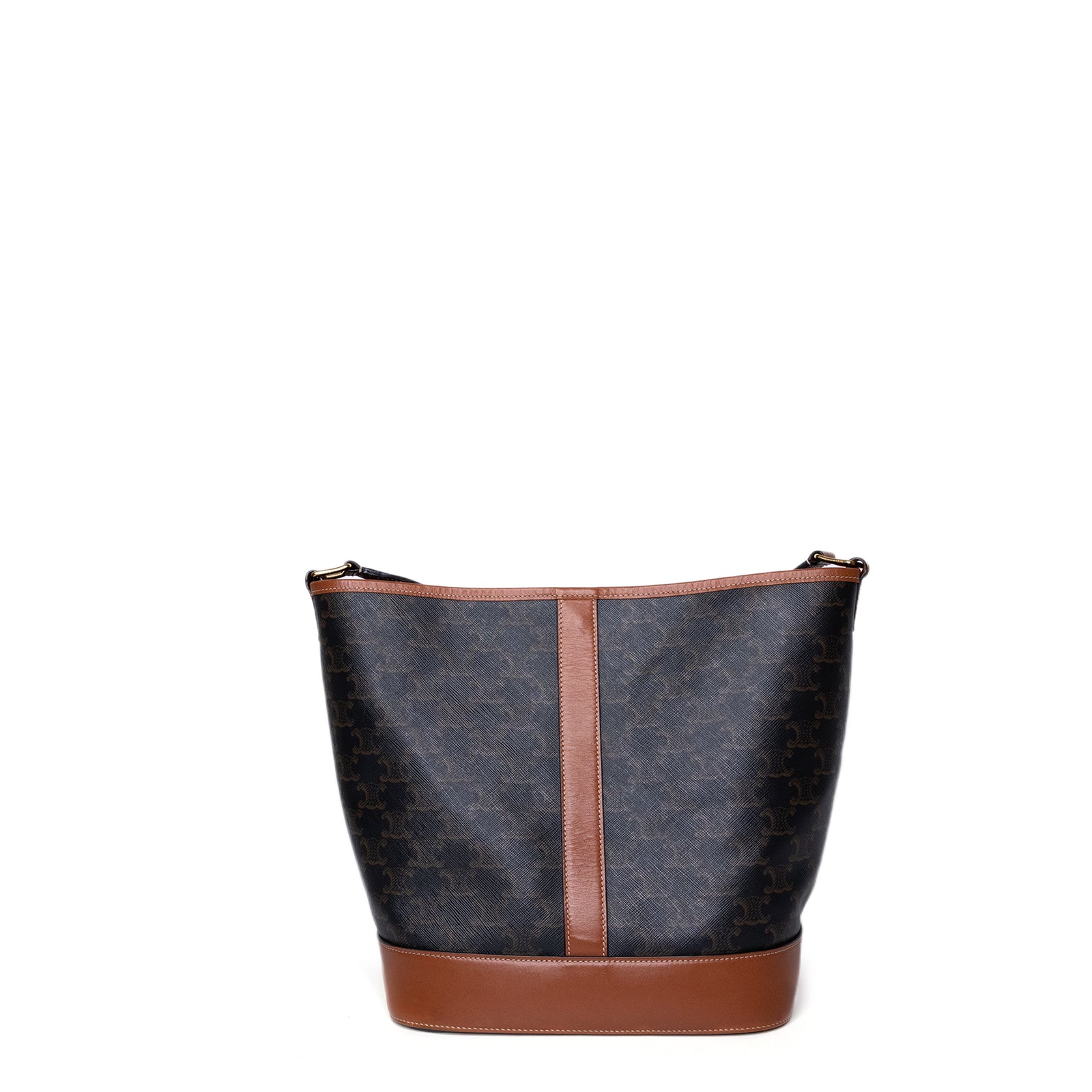 CELINE MEDIUM BUCKET IN TRIOMPHE CANVAS AND CALF SKIN BAG