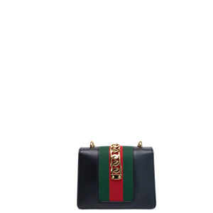 GUCCI MINI SYLVIE CHAIN BAG BLACK CALFSKIN GHW
