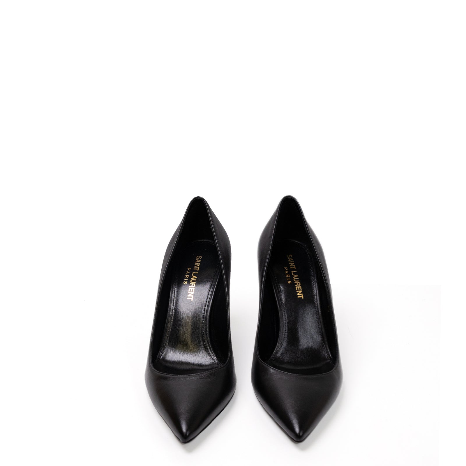 SAINT LAURENT BLACK LEATHER OPYUM PUMPS SIZE 36