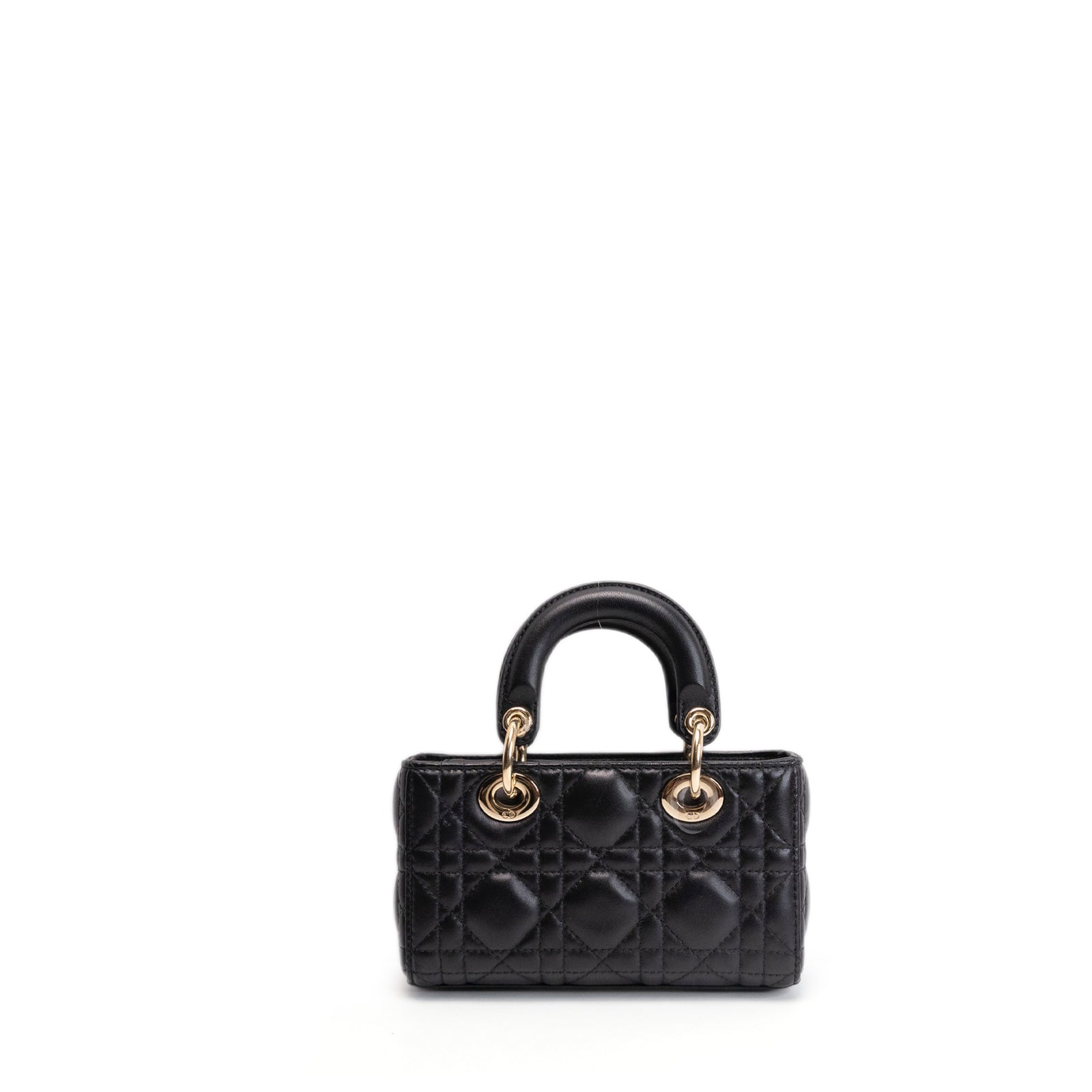 CHRISTIAN DIOR D-JOY MICRO BAG BLACK LAMBSKIN LEATHER LGHW