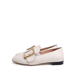 BALLY JANELLE BB WHITE  LEATHER FLATS SIZE 37.5