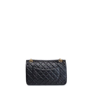 CHANEL SMALL 2.55 REISSUE DOUBLE FLAP BAG AGED CALFSKIN BLACK GHW