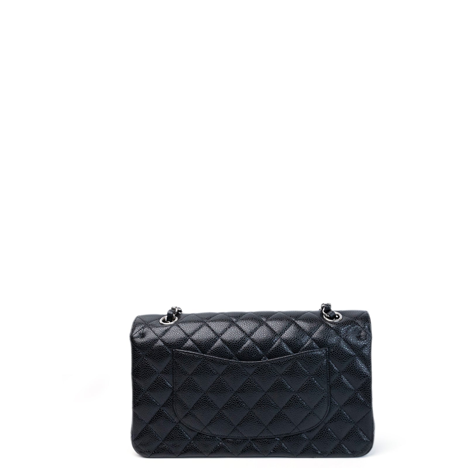 CHANEL MEDIUM CLASSIC DOUBLE FLAP BAG BLACK CAVIAR LEATHER SHW
