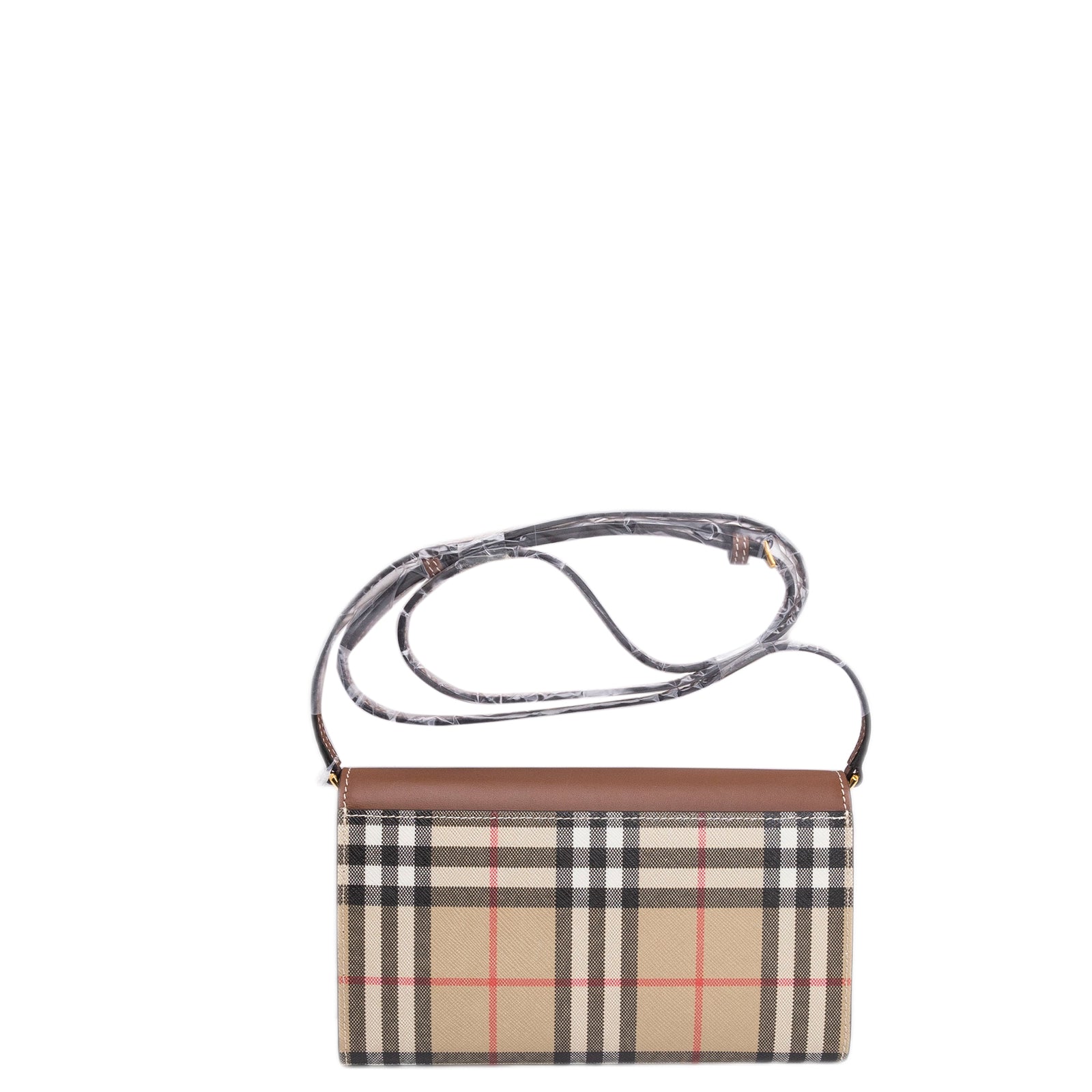 BURBERRY HANNAH WALLET ON CHAIN CALFSKIN / CANVAS GHW
