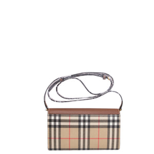 BURBERRY HANNAH WALLET ON CHAIN CALFSKIN / CANVAS GHW