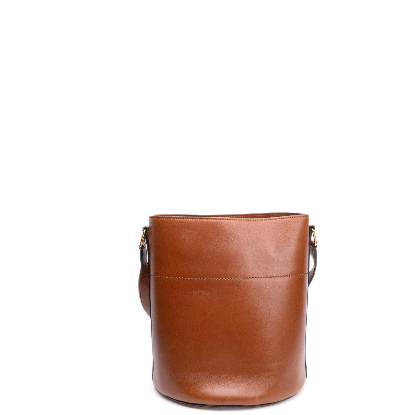 CELINE MAILLON TRIOMPHE BUCKET BAG BROWN CALFSKIN LEATHER GHW