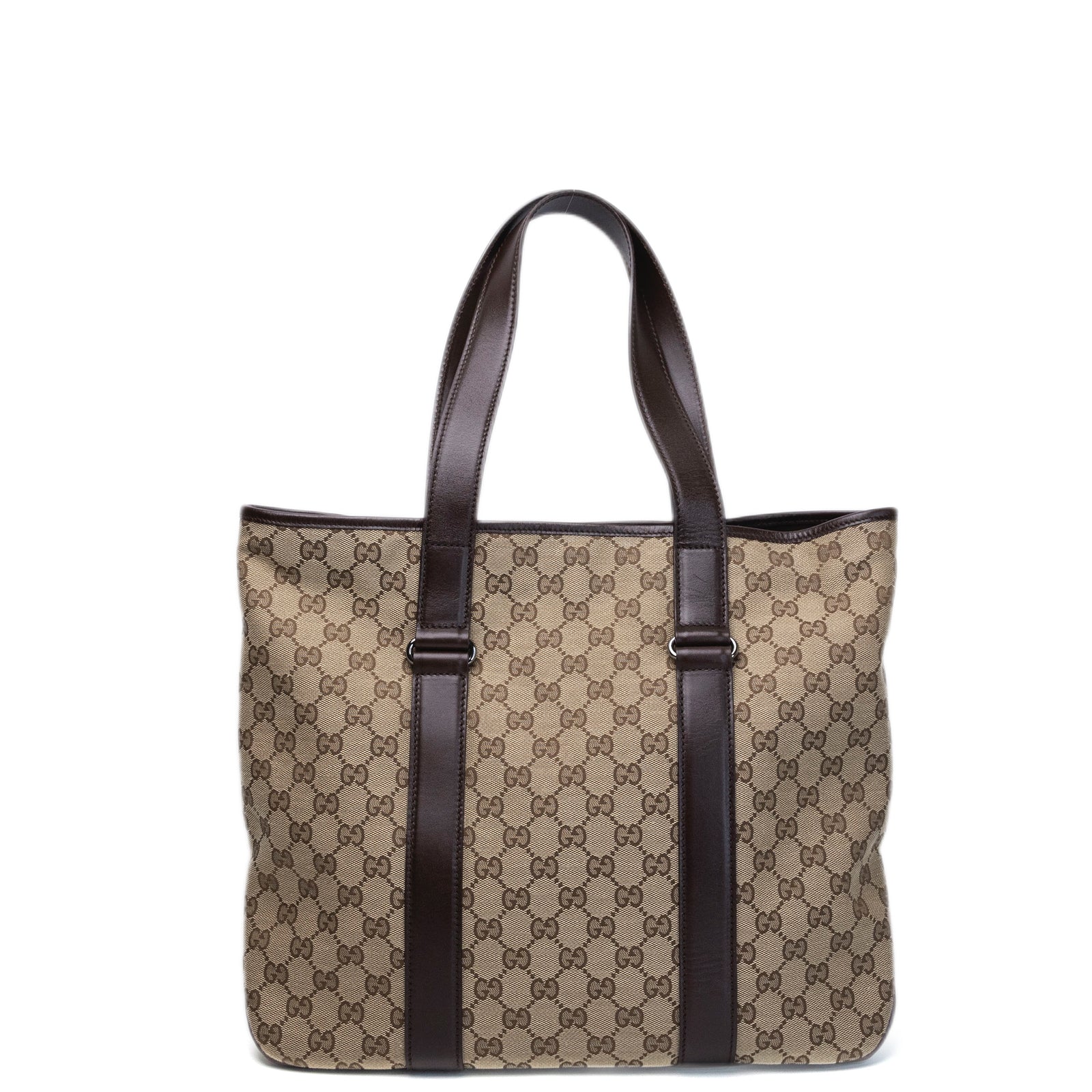 GUCCI GG CANVAS TOTE BAG BEIGE GHW