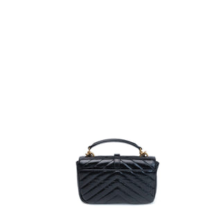 SAINT LAURENT COLLEGE SHOULDER BAG BLACK CALFSKIN LEATHER GHW