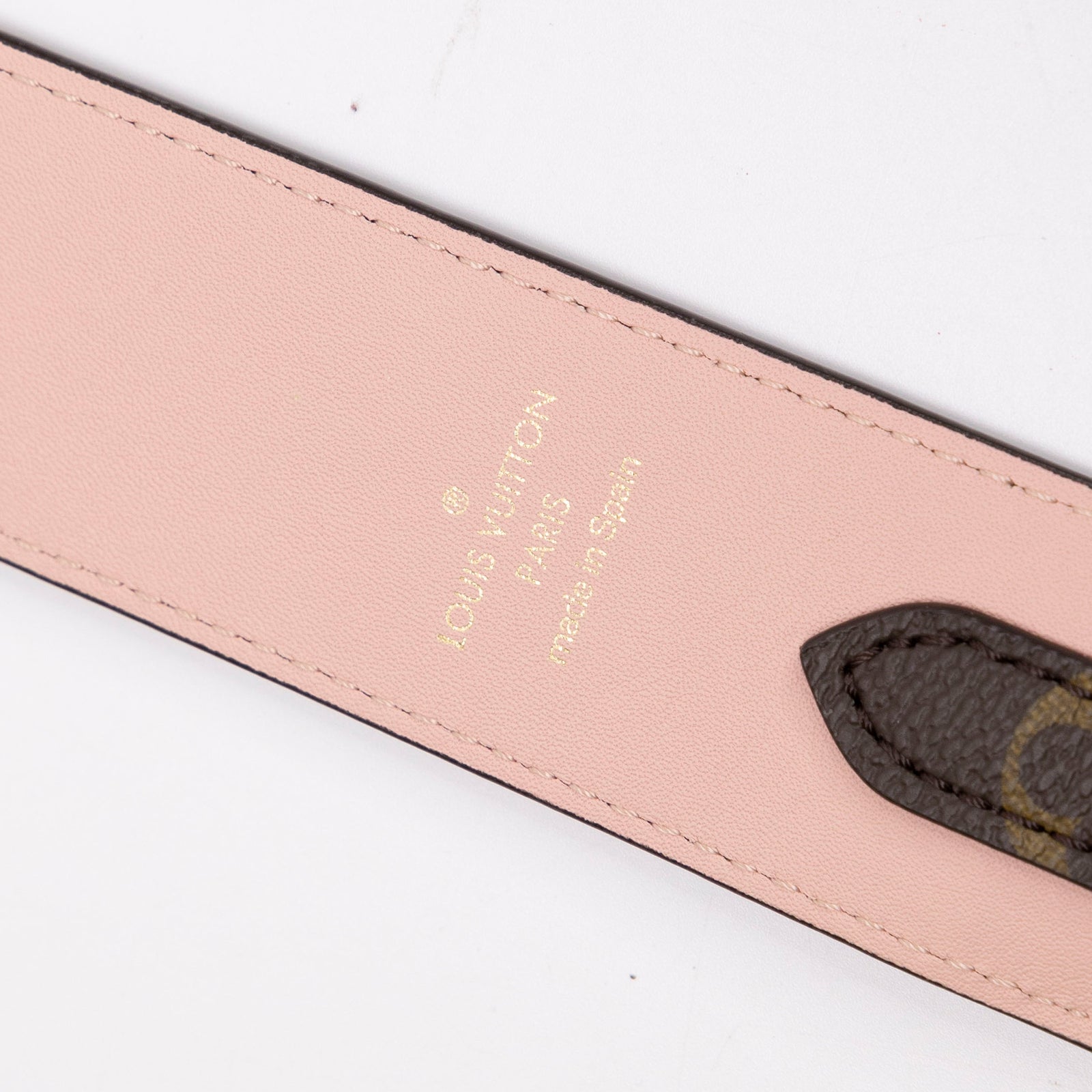 LOUIS VUITTON BROWN & PINK BANDOULIERE MONOGRAM STRAP GHW