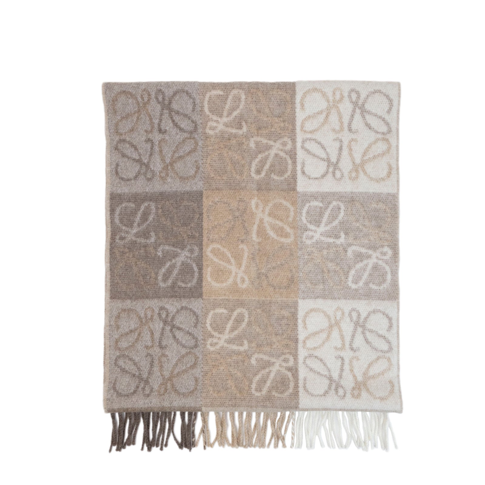 LOEWE ANAGRAM SCARF IN WOOL & CASHMERE BEIGE