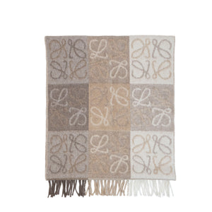 LOEWE ANAGRAM SCARF IN WOOL & CASHMERE BEIGE