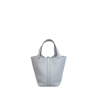 HERMES PICOTIN LOCK 18 CLEMENCE BLUE PALE STAMP W