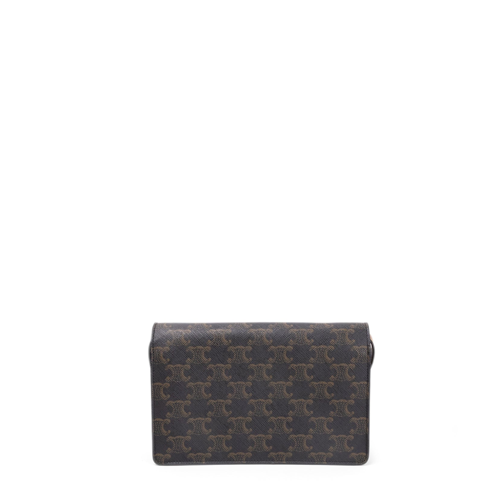 CELINE DOUBLE FLAP TRIOMPHE CANVAS WALLET ON STRAP