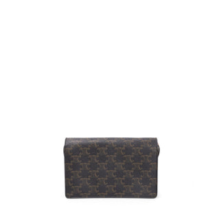 CELINE DOUBLE FLAP TRIOMPHE CANVAS WALLET ON STRAP