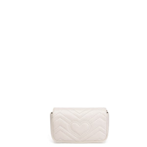 GUCCI GG MARMONT SUPER MINI BAG MATELASSE WHITE BRUSHED GHW
