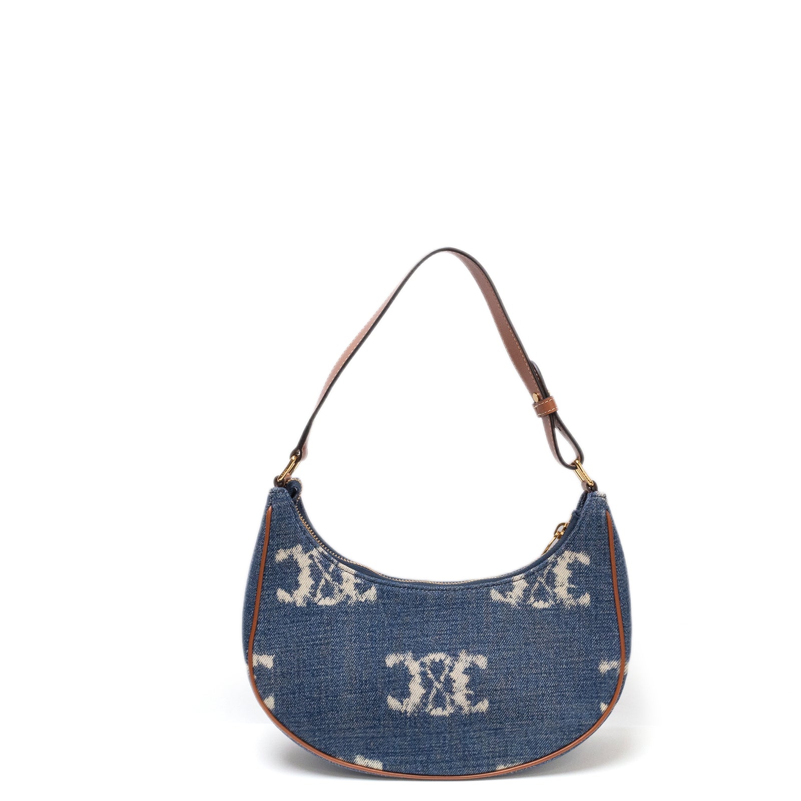 CELINE MEDIUM AVA BAG TRIOMPHE DENIM NAVY/ TAN. GHW