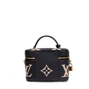LOUIS VUITTON VANITY PM BLACK/BEIGE CALFSKIN GHW (MICROCHIP)