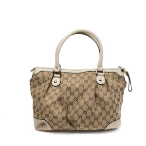 GUCCI GG CANVAS SUKEY OFF-WHITE TOP HANDLE BAG GHW