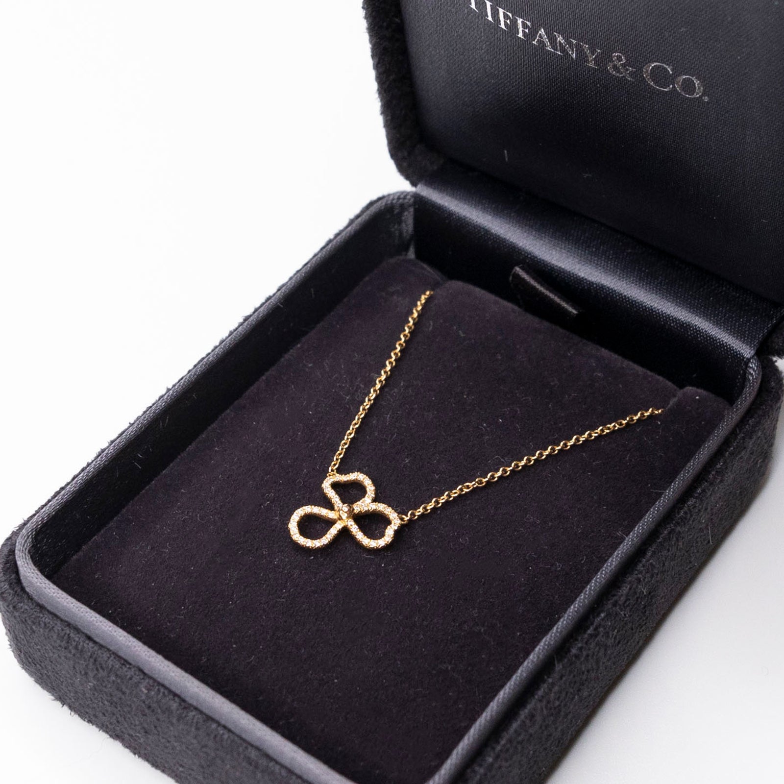 TIFFANY & CO. 18K ROSE GOLD DIAMOND SMALL PAPER FLOWERS PENDANT NECKLACE