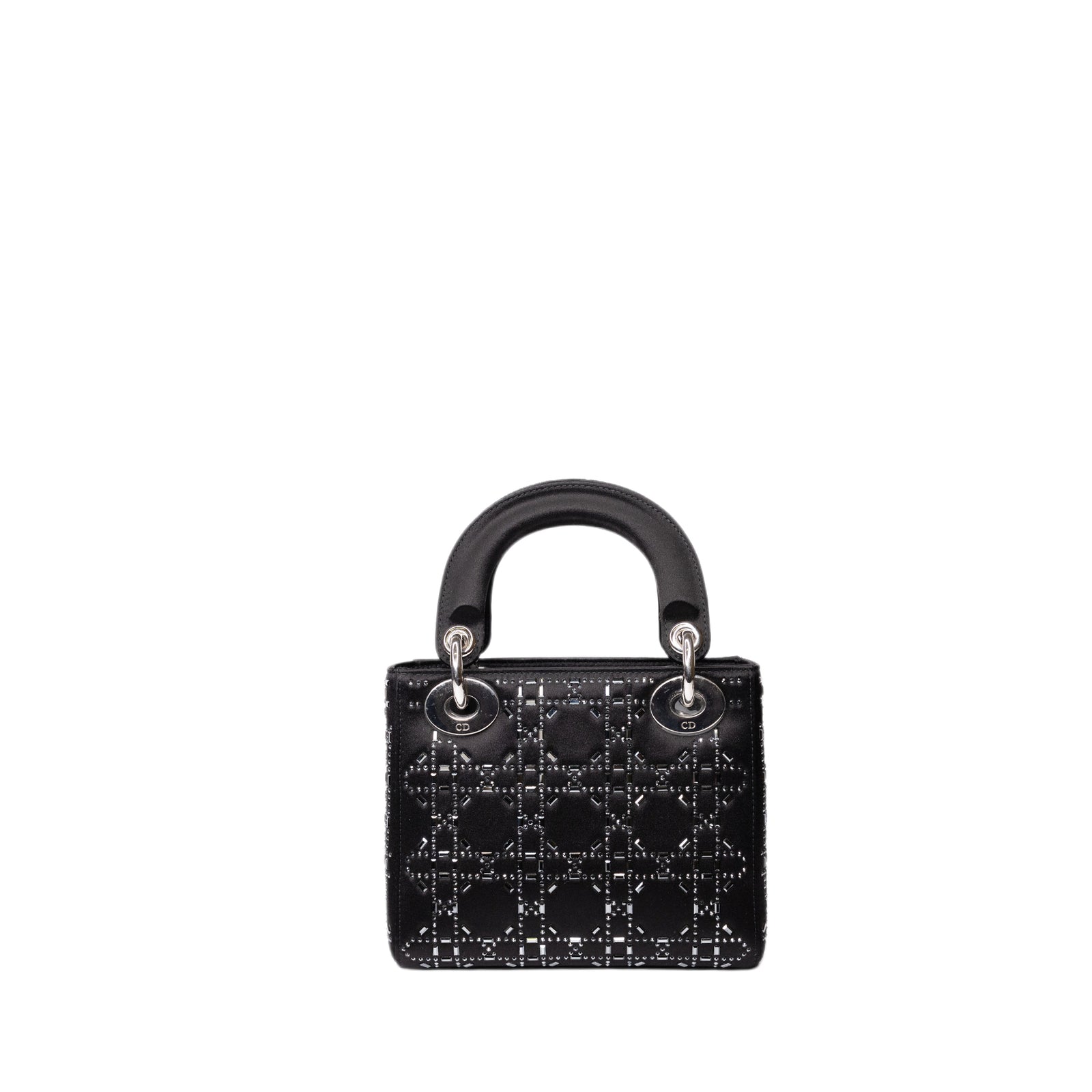 CHRISTIAN DIOR MINI LADY DIOR SATIN CRYSTAL BLACK SHW