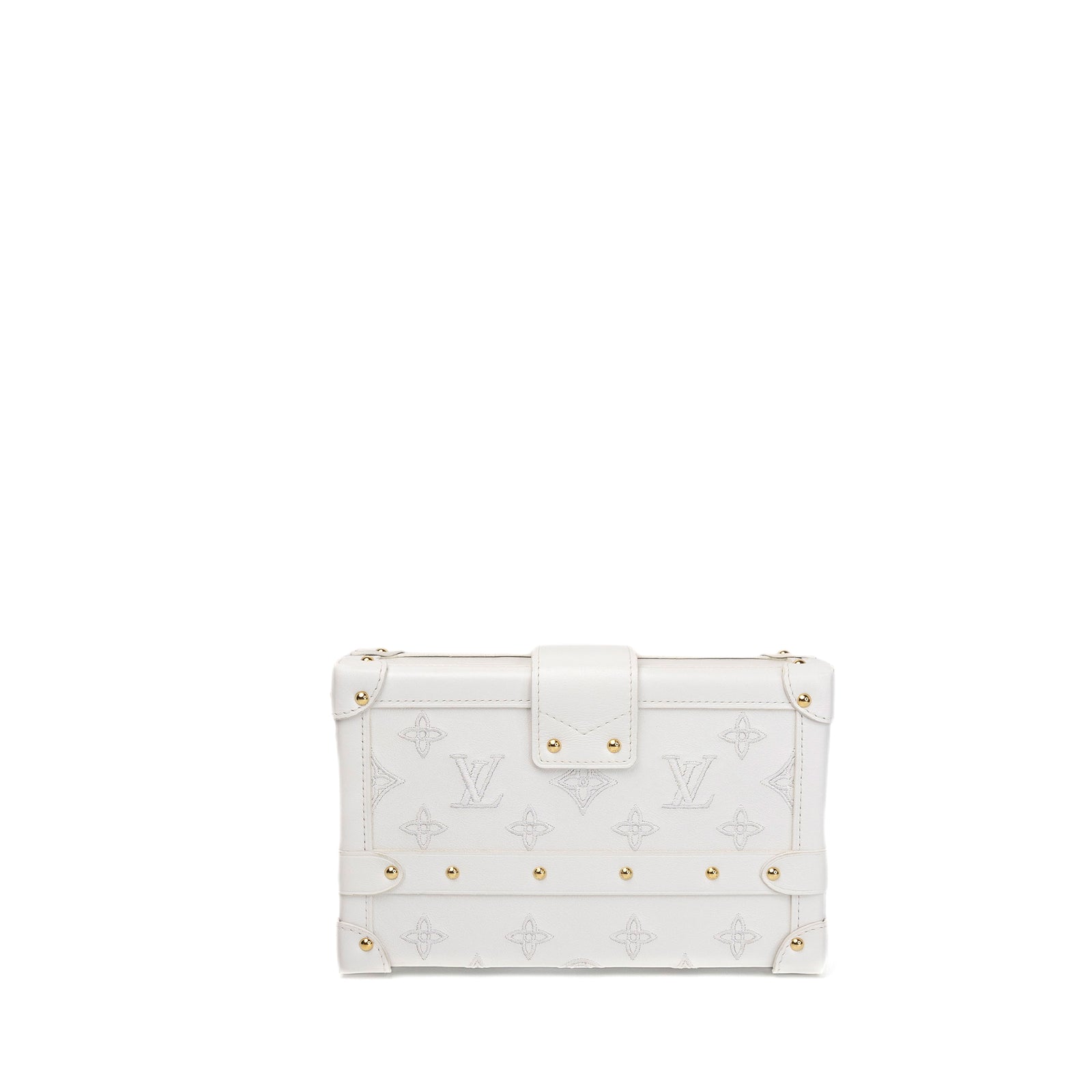 LOUIS VUITTON PETITE MALLE MONOGRAM EMBROIDERED WHITE CALFSKIN GHW