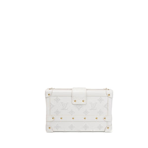LOUIS VUITTON PETITE MALLE MONOGRAM EMBROIDERED WHITE CALFSKIN GHW