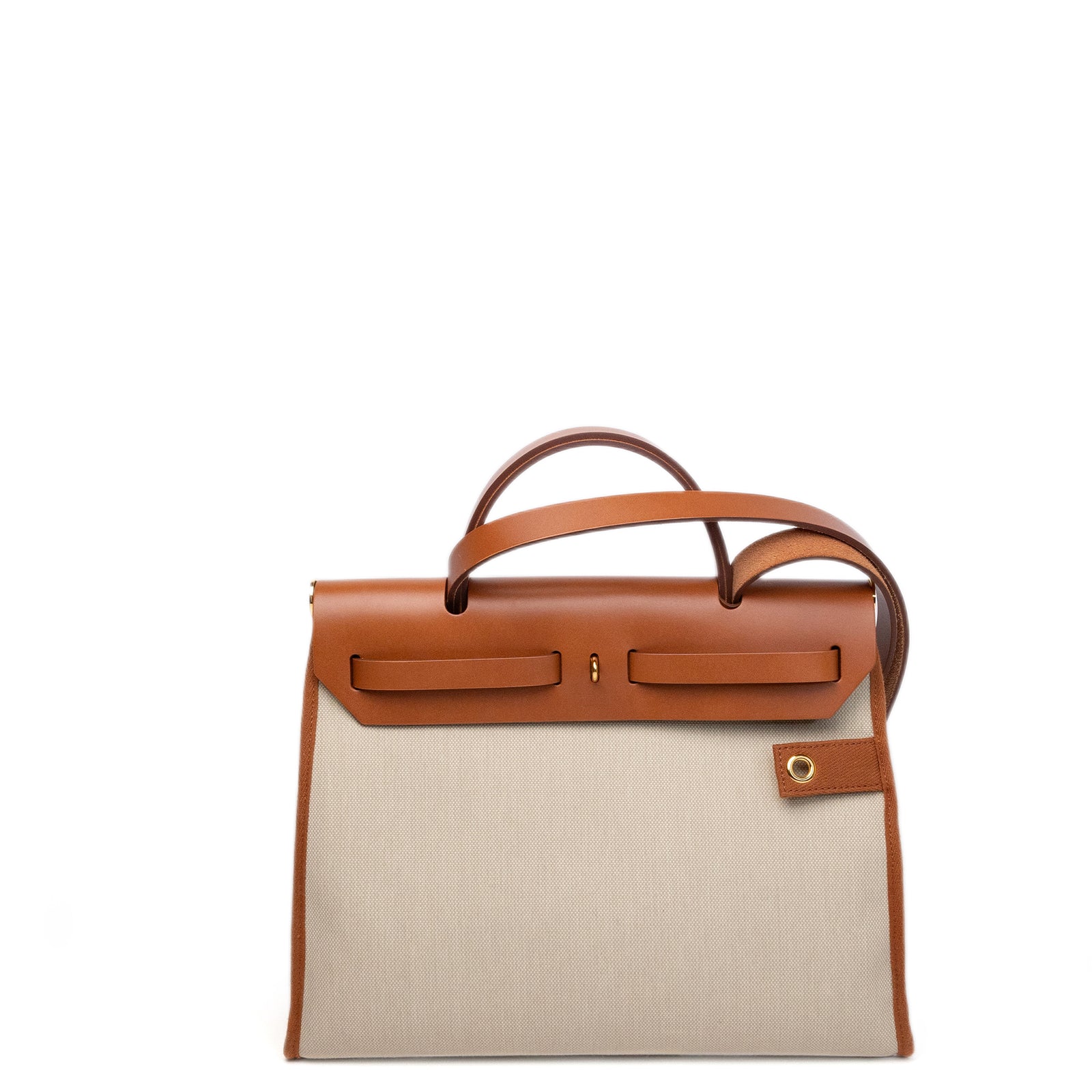 HERMES HERBAG 31 BEIGE HUNTER LEATHER / CANVAS GHW STAMP B