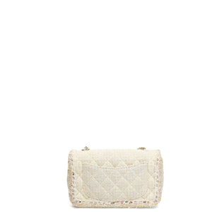 CHANEL CRUISE 2025/26 MINI CLASSIC HANDBAG TWEED LIGHT YELLOW GHW (MICROCHIP)