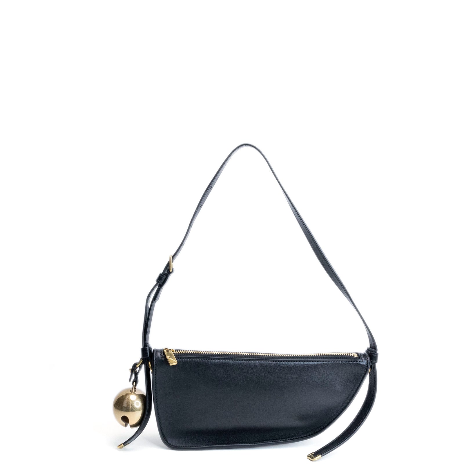 BURBERRY MINI SHIELD LEATHER SHOULDER BAG BLACK GHW
