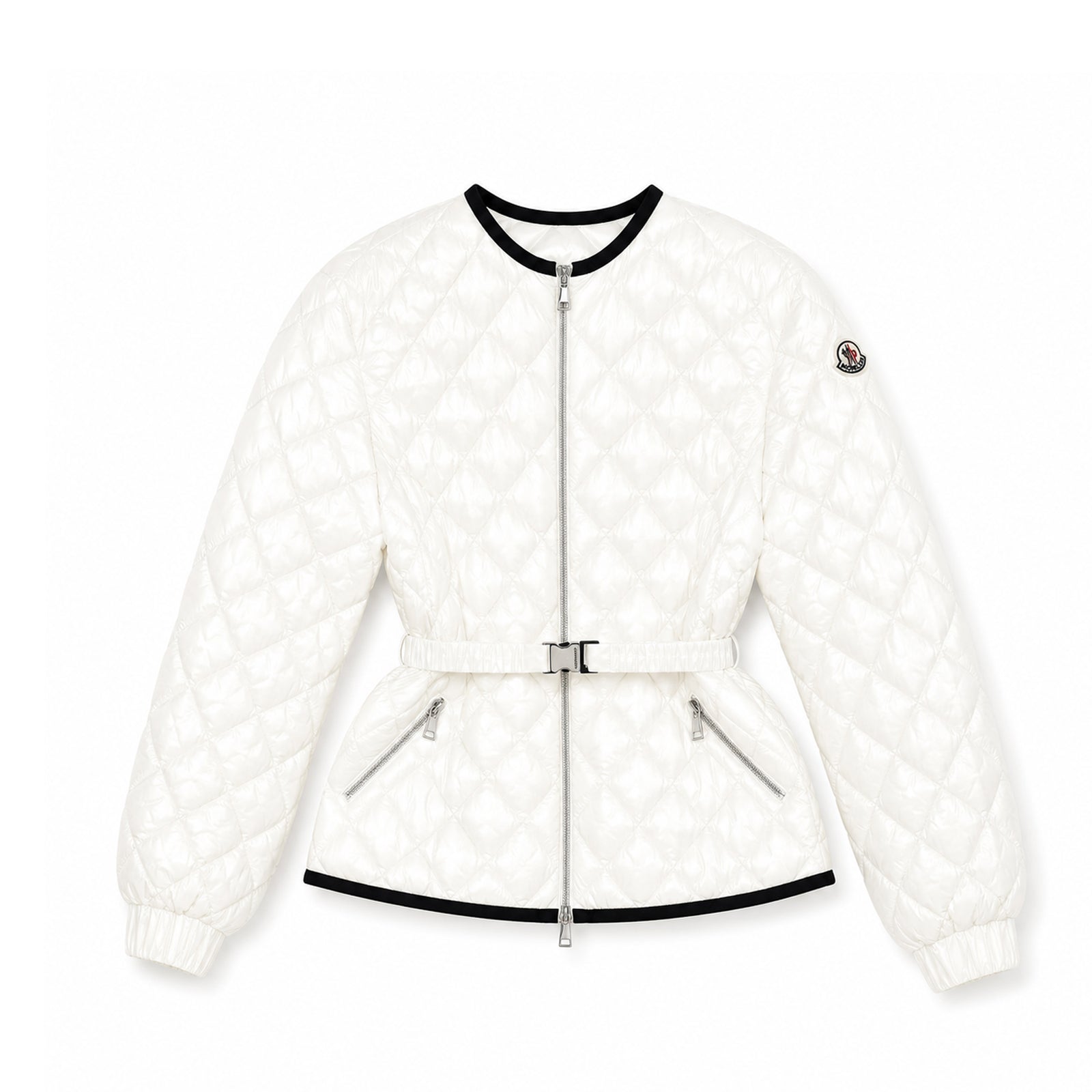 MONCLER WOMEN'S CREAM QUILTED JACKET WHITE SIZE 1