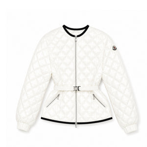 MONCLER WOMEN'S CREAM QUILTED JACKET WHITE SIZE 1