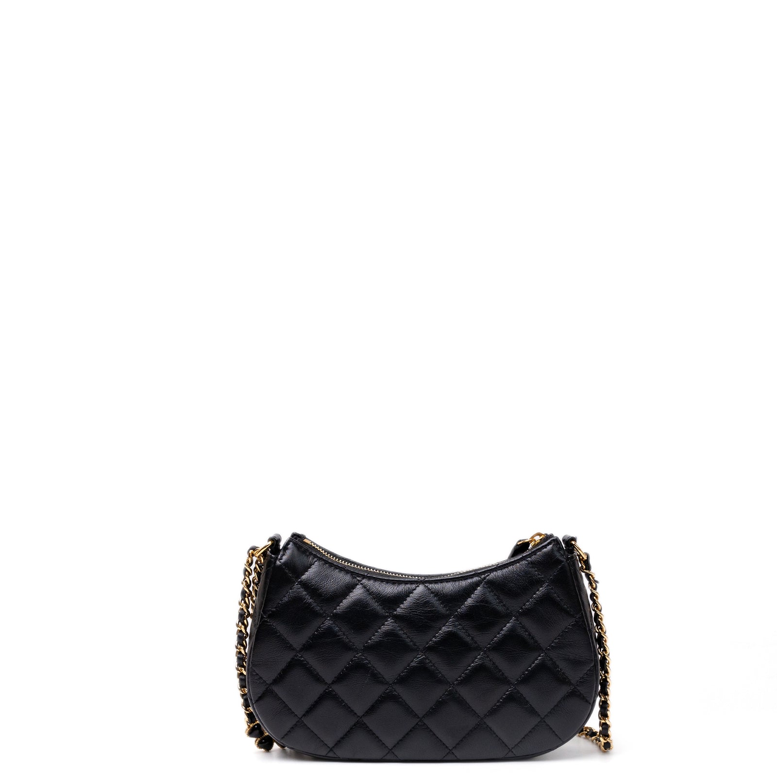 CHANEL 24P HOBO SHOULDER BAG CALFSKIN LEATHER BLACK GHW