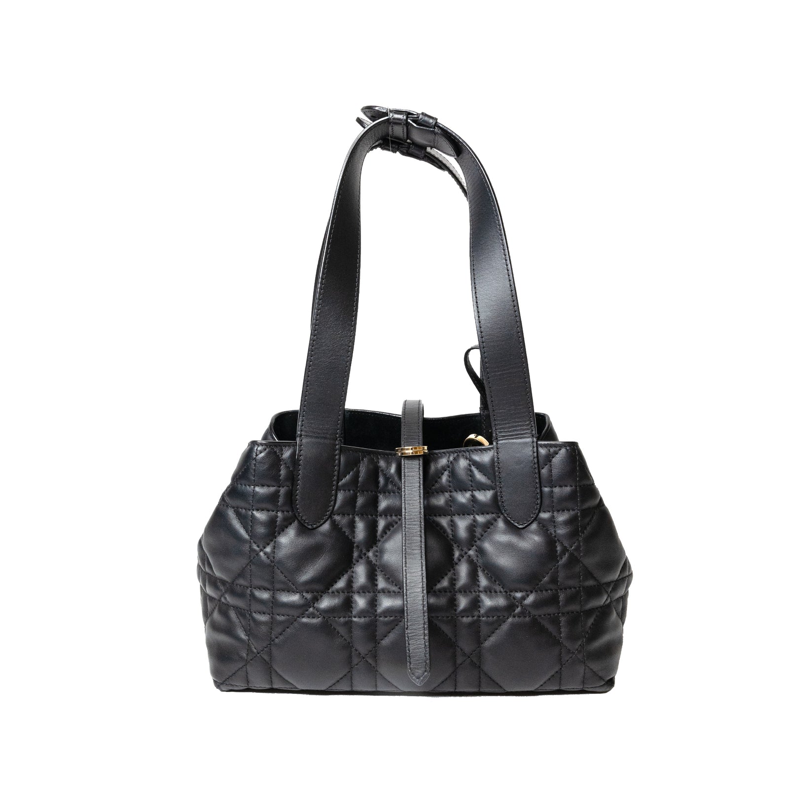 CHRISTIAN DIOR SMALL TOUJOURS BAG MACROCANNAGE CALFSKIN BLACK GHW